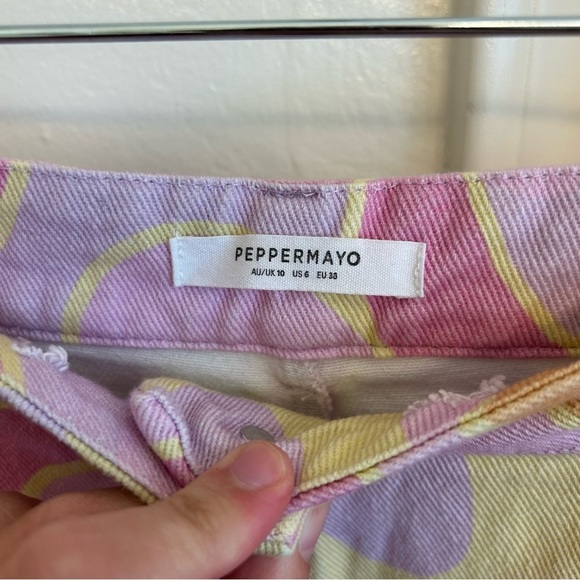 Peppermayo x Dolls Kill Psychedelic Print Keep Your Heart Pants Size 6 Y2K Retro - Picture 4 of 13